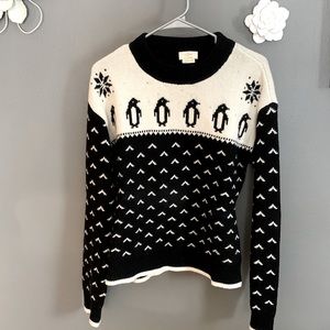 Kate Spade Penguin Intarsia Sweater; size Large